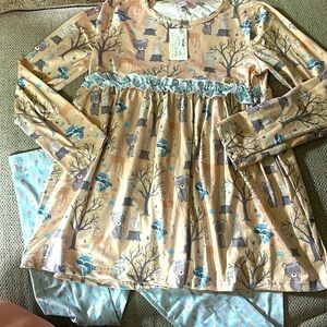 Boho Woodland Animal Pant Set Pete+Lucy Brand New With Tags Size 10-12